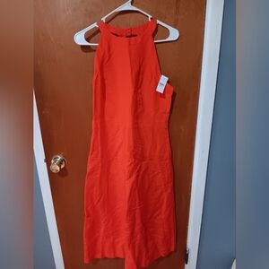 ❤️ANN TAYLOR Size 8 Orange Linen blended dress.